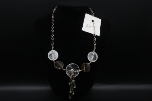 Cascade Selenite with Dark Banded Agate Necklace
