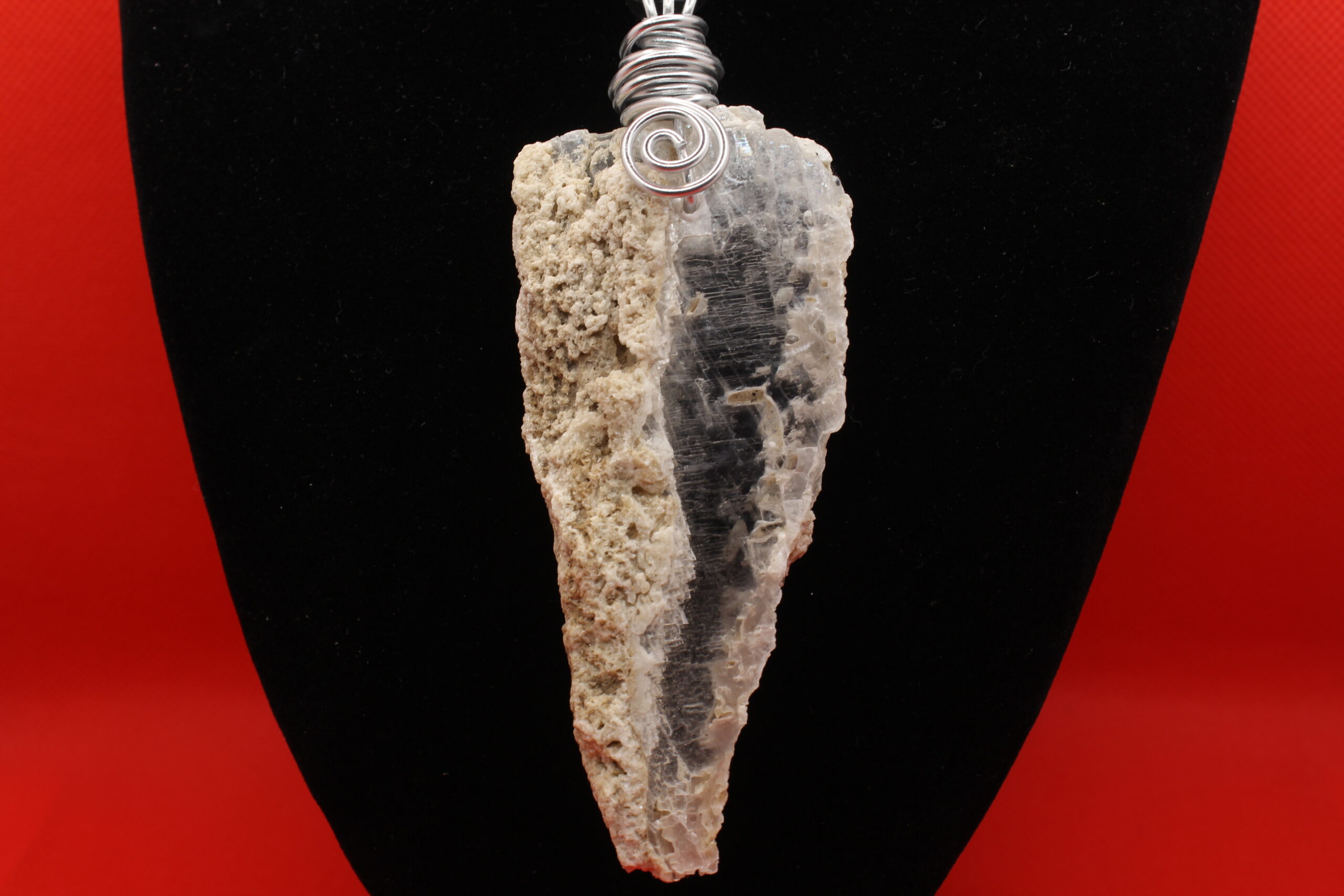 Double-Sided Selenite with Coral Edge Pendant