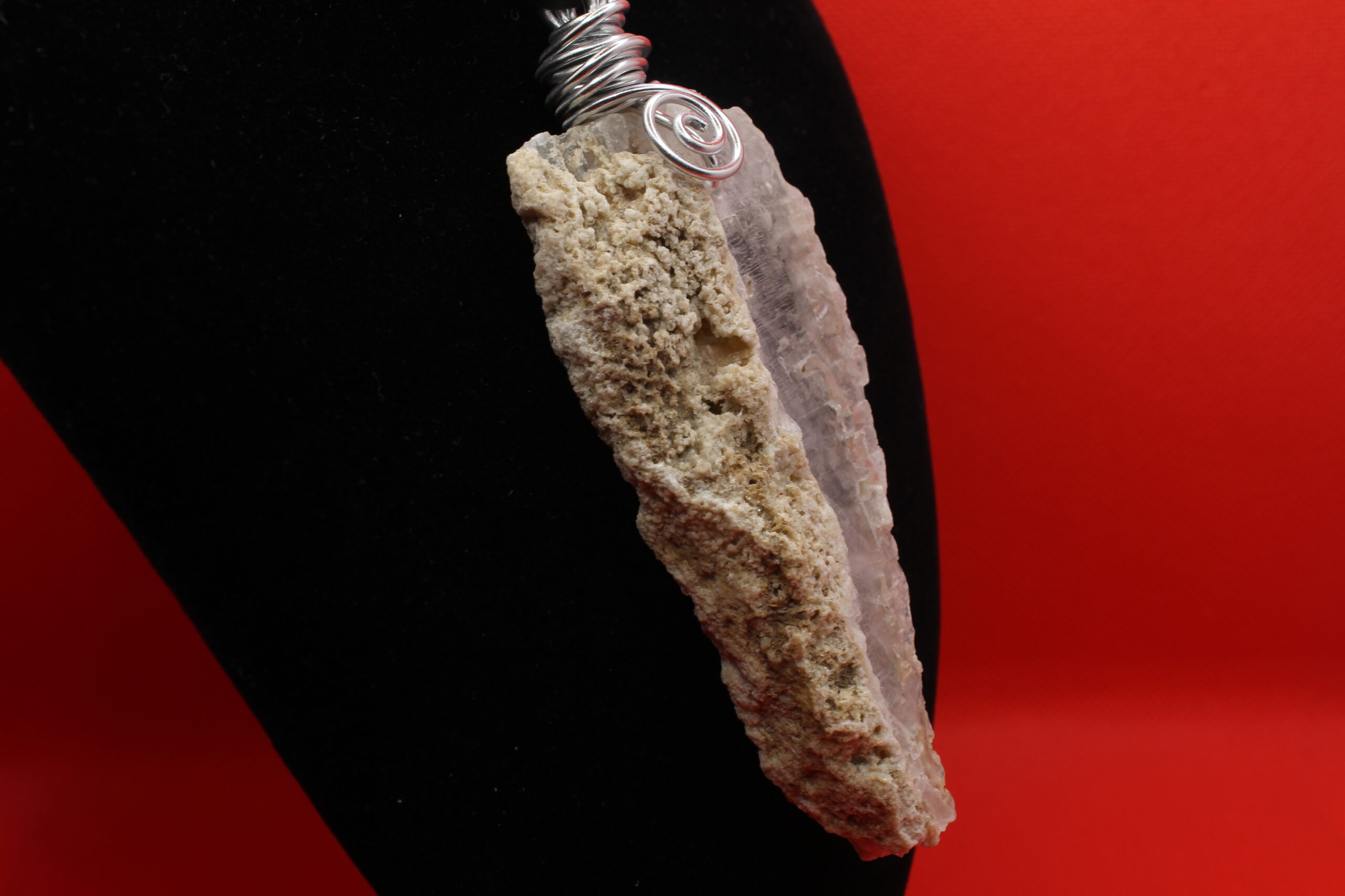 Double-Sided Selenite with Coral Edge Pendant
