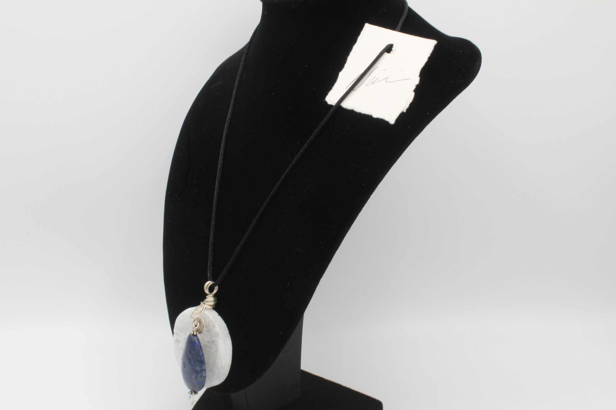 Round Selenite with Lapis Necklace