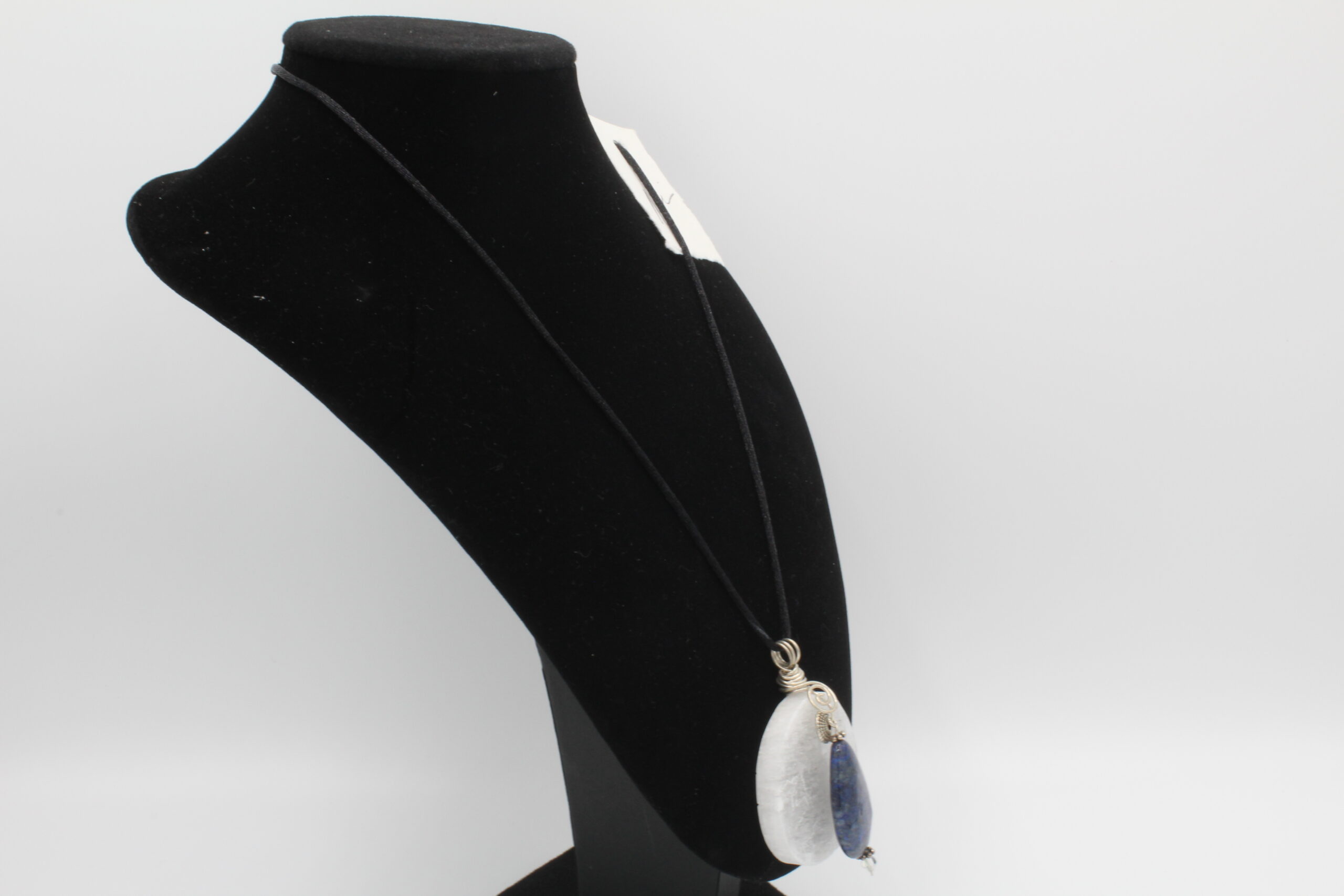 Round Selenite with Lapis Necklace