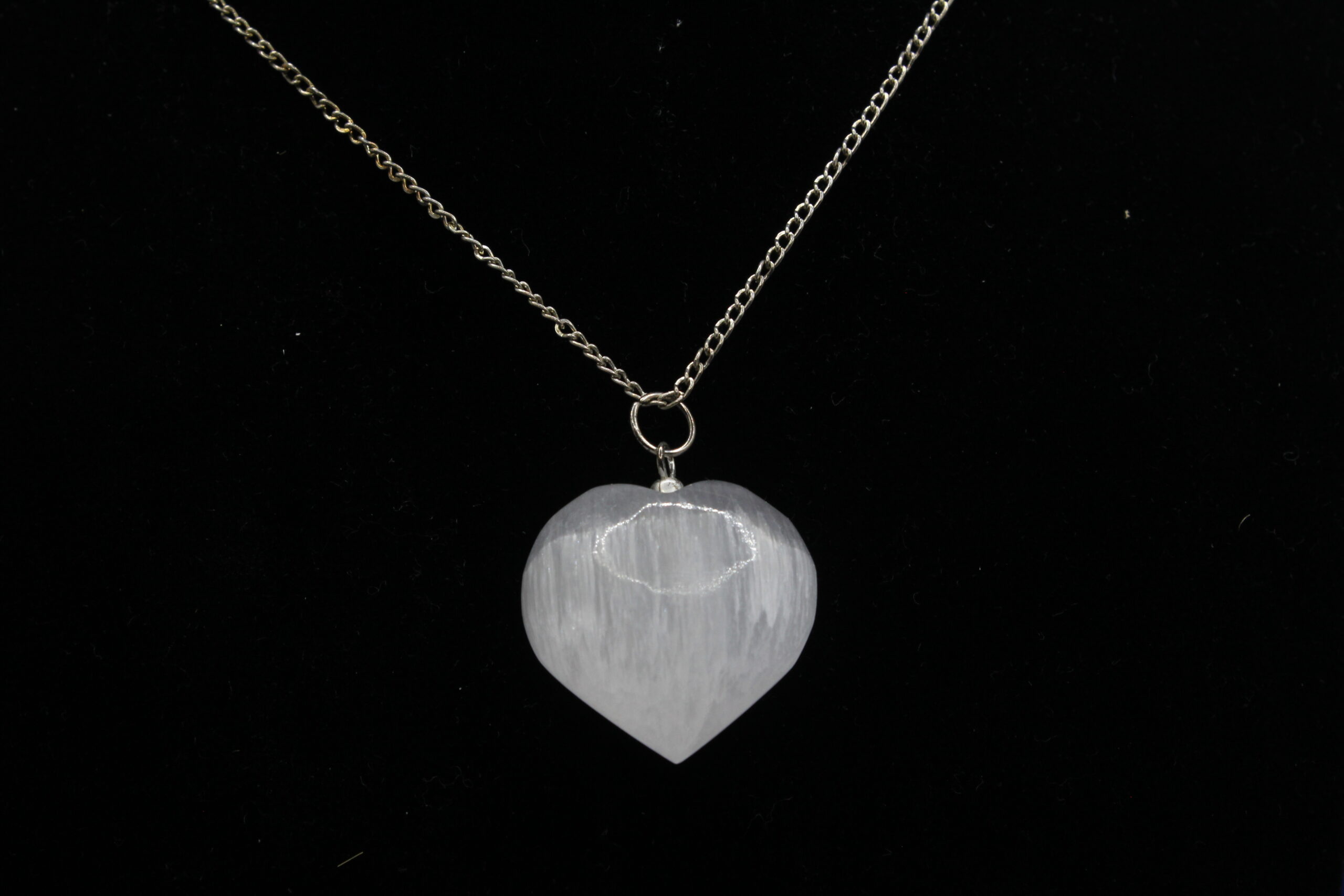 Selenite Heart Pendant Necklace