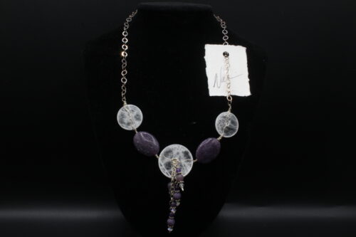 Cascade Selenite with Lepidolite & Amethyst Necklace